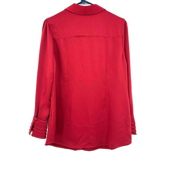 Soft Surroundings Size Medium Long Sleeve Button Down Blouse Top Shirt Red Jewel - Picture 2 of 6